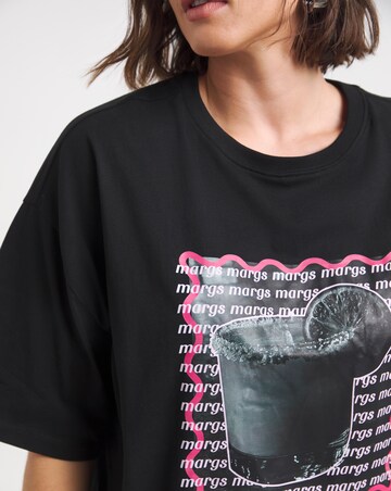 Simply Be Black Spicy Margs Graphic Oversized T-Shirt