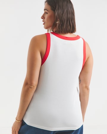 Simply Be White & Red Chilli Embroidered Tank