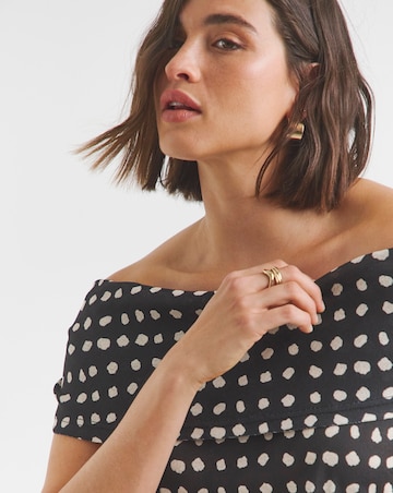 Simply Be Spot Print Short Sleeve Mesh Bardot Top