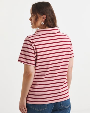 Simply Be Stripe Polo Top with Bow Embellishment
