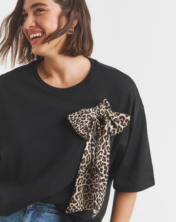 Simply Be Black Bow Shoulder Detail T-Shirt