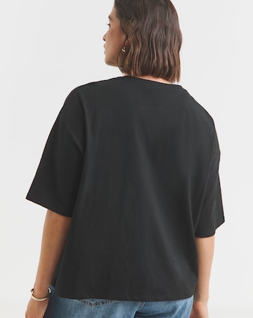 Simply Be Black Bow Shoulder Detail T-Shirt