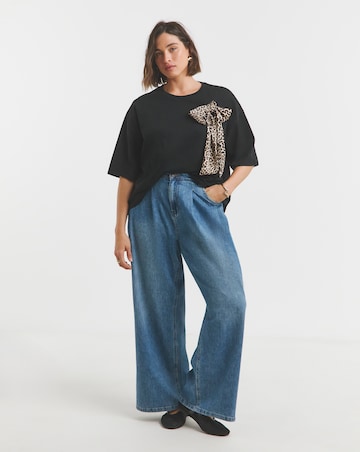 Simply Be Black Bow Shoulder Detail T-Shirt