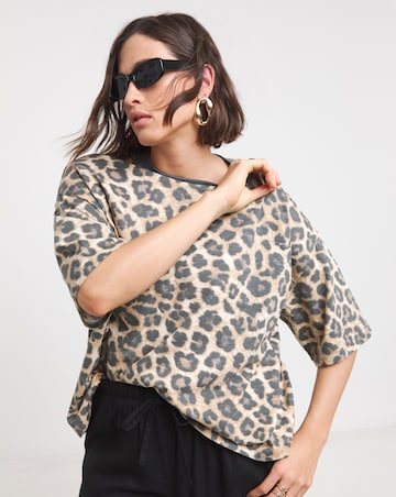 Simply Be Leopard Print Pure Cotton Crew Neck T-Shirt