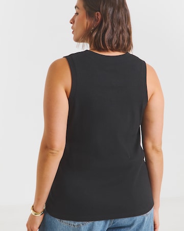 Simply Be Black Bow Cut Out Tank with Pearls