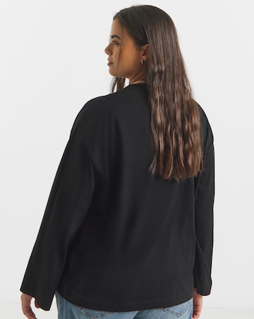 Black Pure Cotton Long Sleeve Top