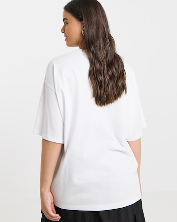 Simply Be White Cherry Chic Graphic Oversized T-Shirt