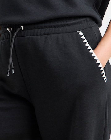 Black Contrast Stitch Wide Leg Jogger