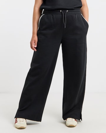 Black Contrast Stitch Wide Leg Jogger