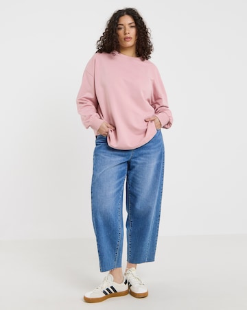 Soft Pink Curved Hem Sweatshirt