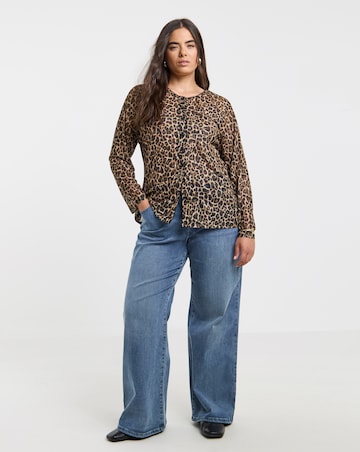 Simply Be Leopard Print Mesh Jersey Cardigan