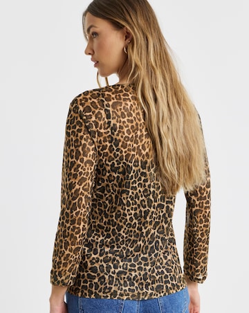 Simply Be Leopard Print Mesh Jersey Cardigan