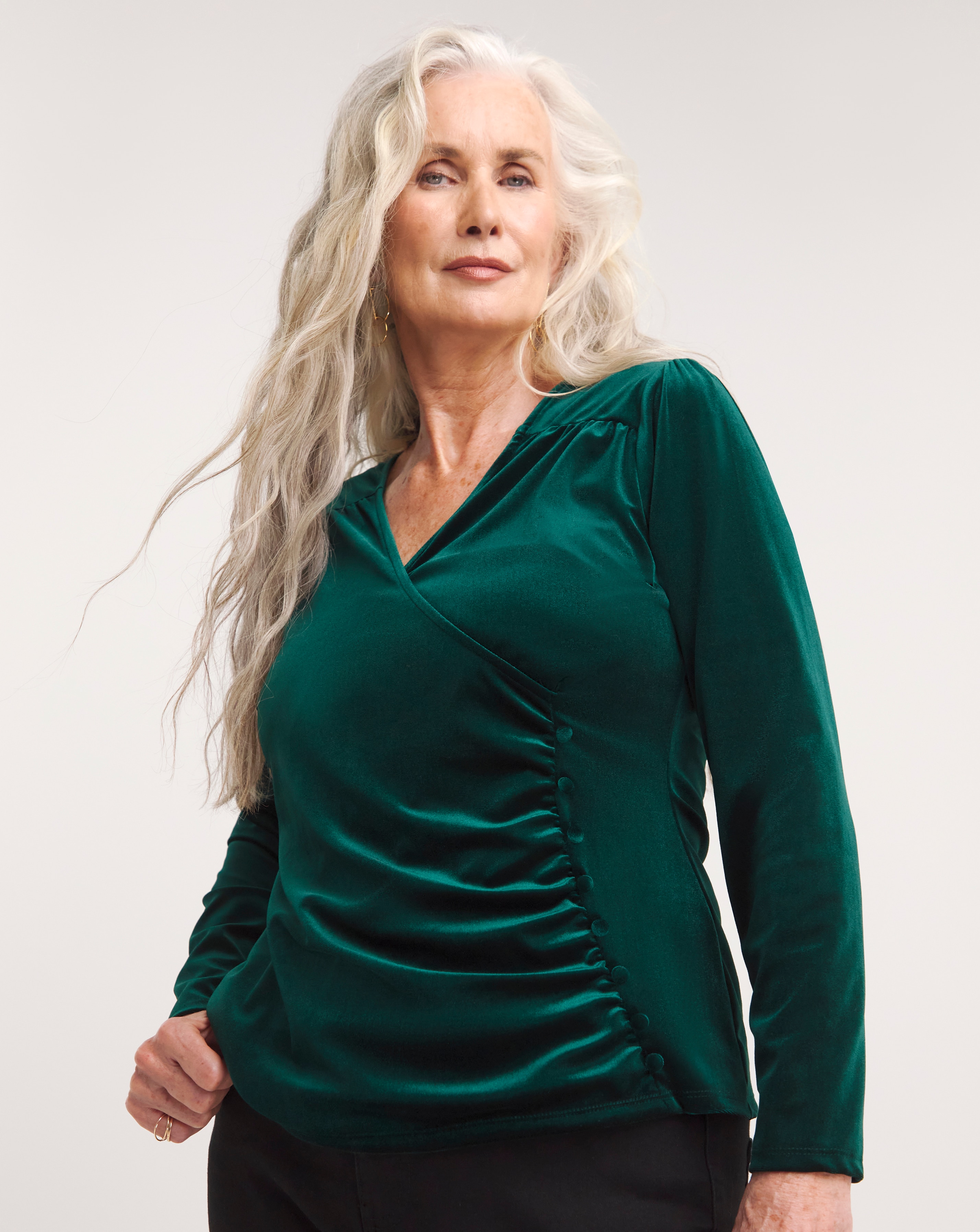 Joe Browns Green Ava Velour Wrap Tops