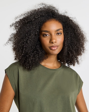 Simply Be Khaki Slim Fit Dipped Back Pure Cotton T-Shirt