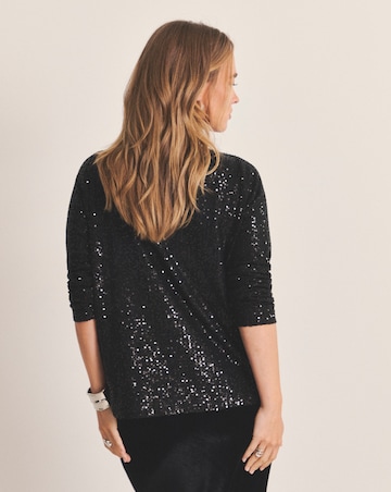 Simply Be Black Bow Linear Sequin Cardigan