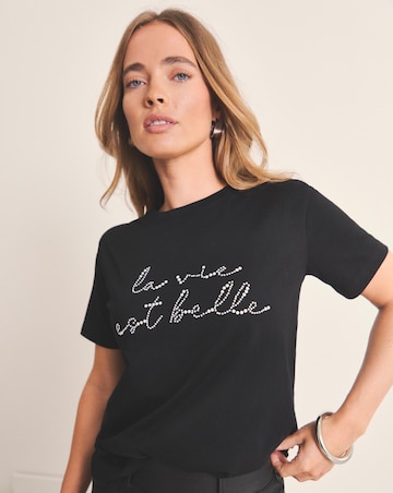 Black La Vie Est Belle Pearl Graphic T-Shirt