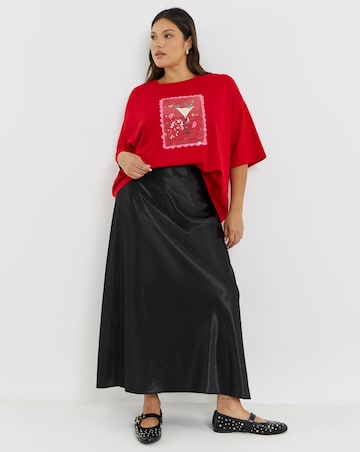 Simply Be Red Merry Martini Graphic T-Shirt