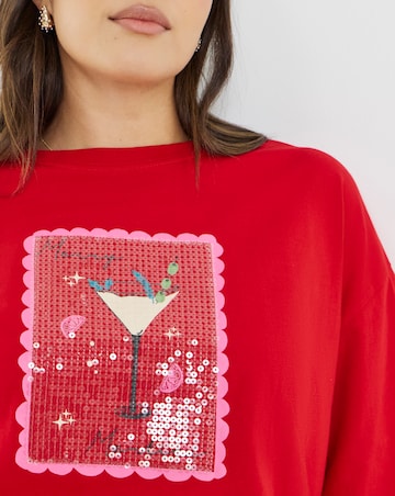 Simply Be Red Merry Martini Graphic T-Shirt