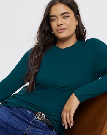Dark Teal Long Sleeve Soft Rib Top