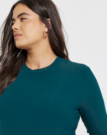 Dark Teal Long Sleeve Soft Rib Top