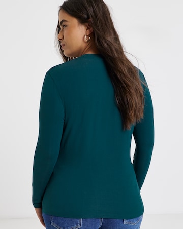 Dark Teal Long Sleeve Soft Rib Top