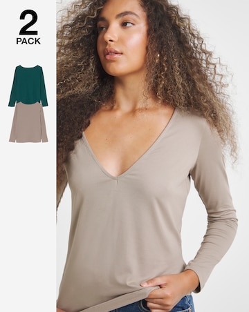 Simply Be Latte & Green 2 Pack Reversible Tops