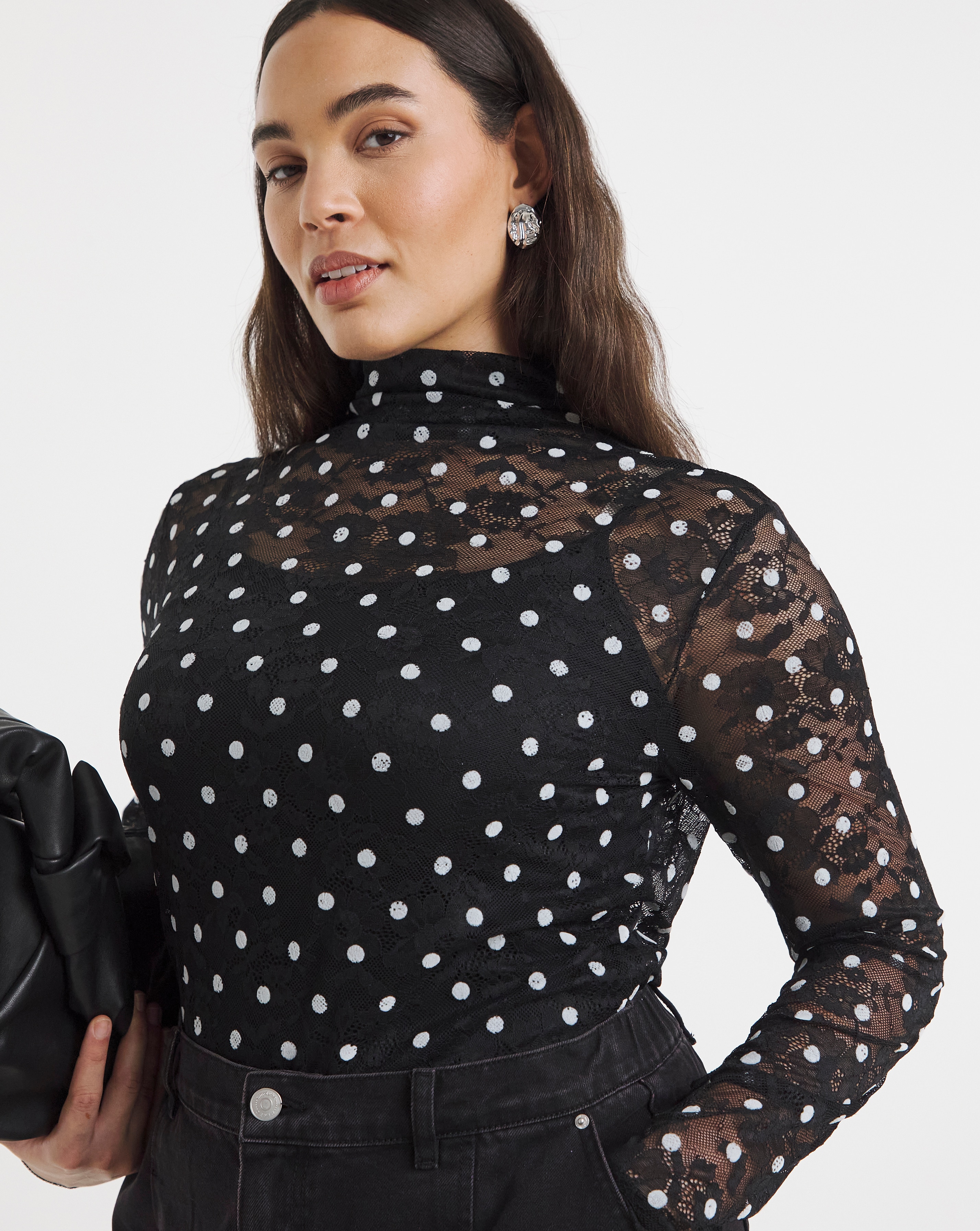 New In - Spot Print Lace Top