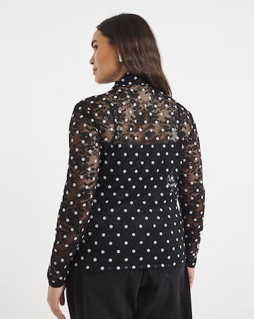 Simply Be Black Spot Print Lace Top