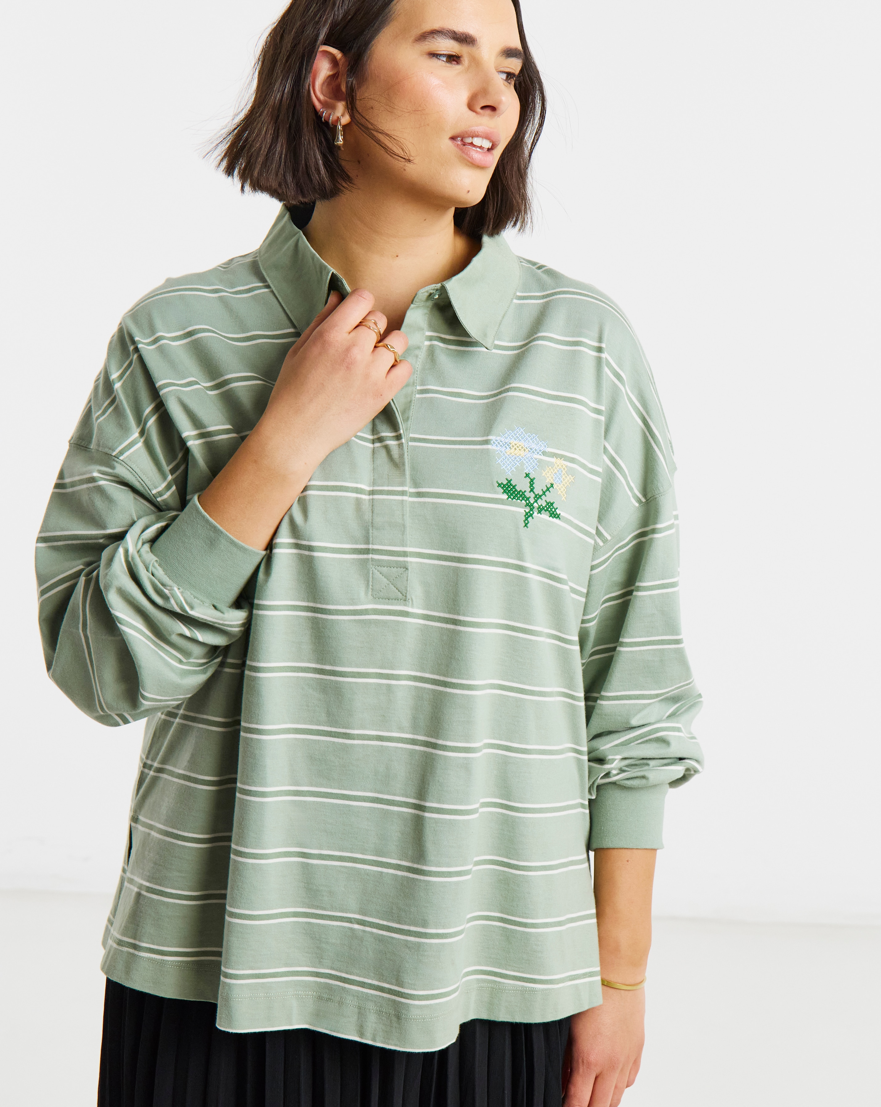 New In - Simply Be Long Sleeve Polo Top