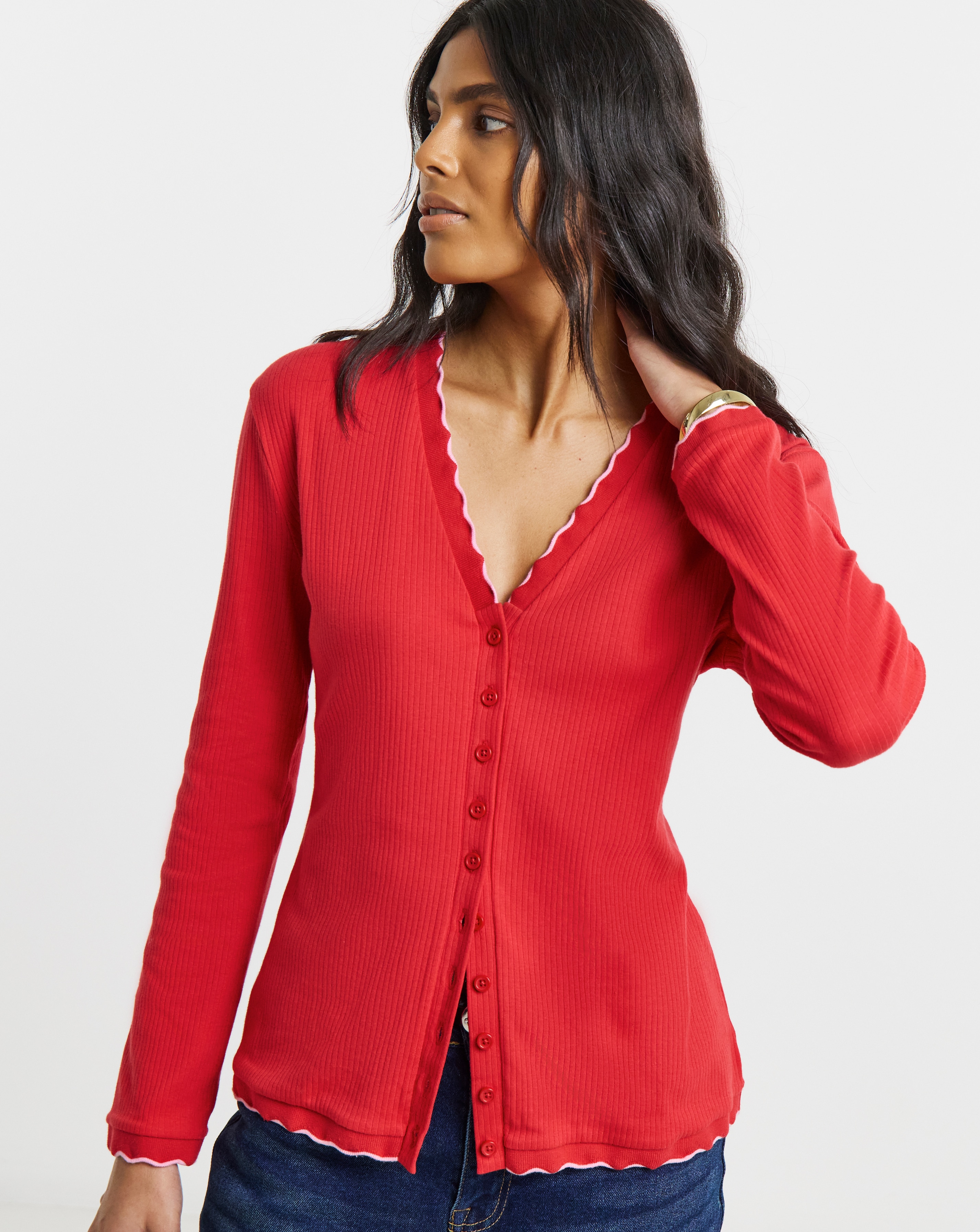 New In - Scallop Edge Button Through Top