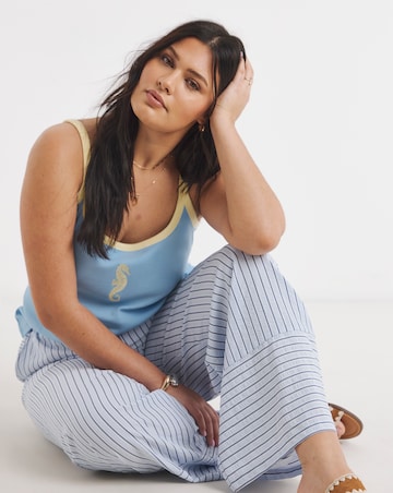 Soft Blue Embroidered Seahorse Vest