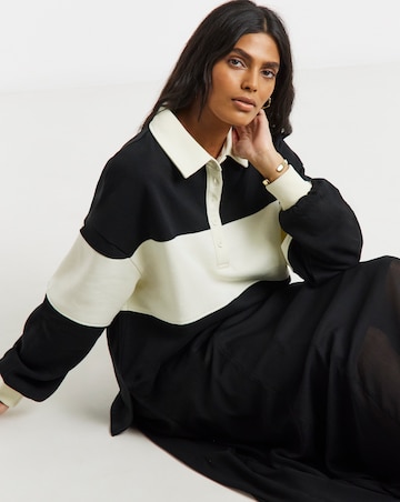 Simply Be Polo Sweat with Stripe Panel to Front