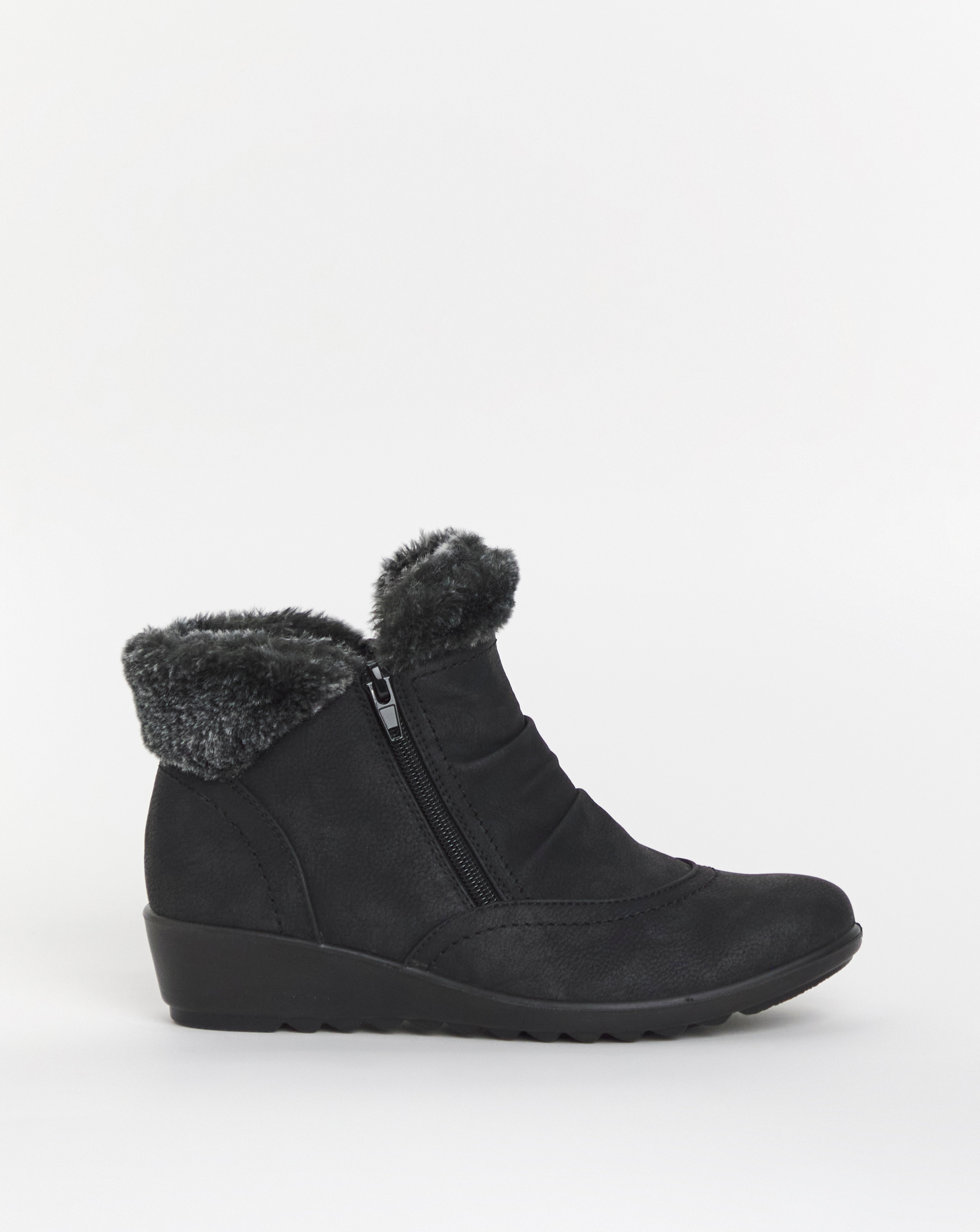 Cushion Walk Zip Fur Ankle Boot E Fit