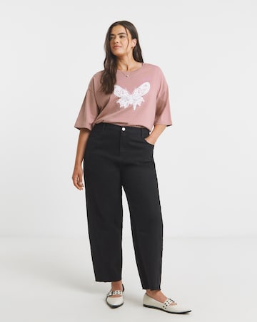 Simply Be Dusty Pink Butterfly Graphic T-Shirt