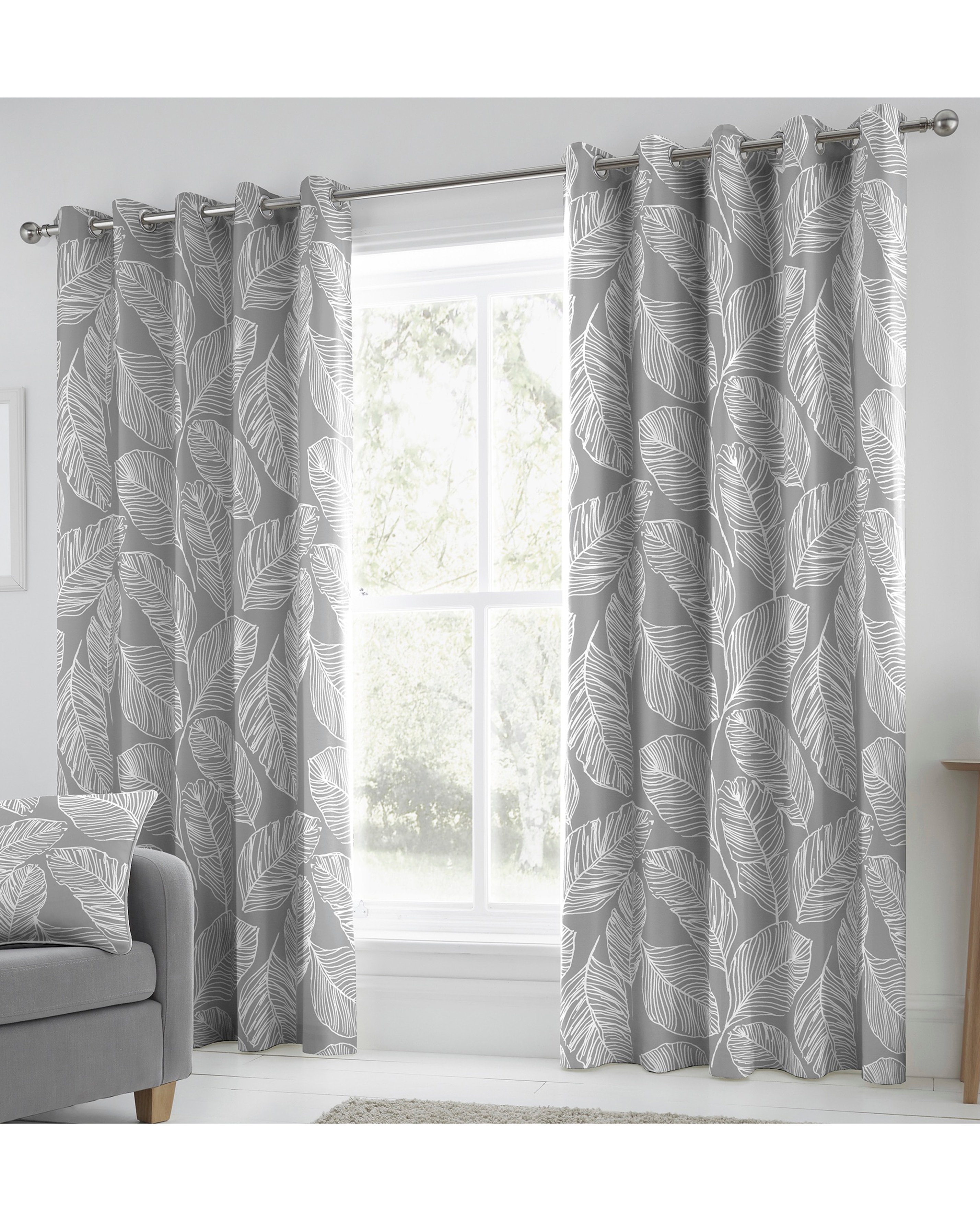 Fusion Matteo Eyelet Curtains - Grey