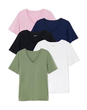 Black, White, Khaki, Navy & Blush V Neck T-Shirts