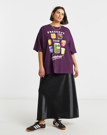 Simply Be Purple Preserve Your Happiness Graphic Oversized T-Shirt