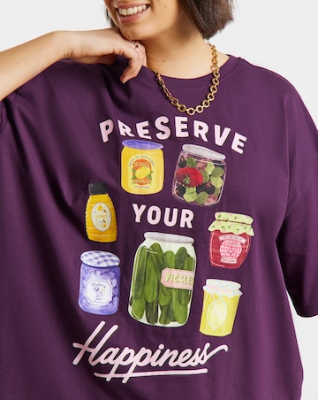 Simply Be Purple Preserve Your Happiness Graphic Oversized T-Shirt