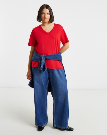 Simply Be Pink & White 2 Pack V Neck T-Shirts