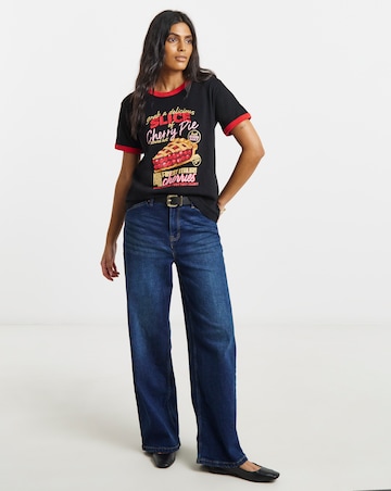 Simply Be Black Cherry Pie Graphic Ringer T-Shirt
