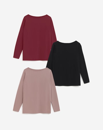 Black, Mocha & Burgundy 3 Pack Slash Neck Tops