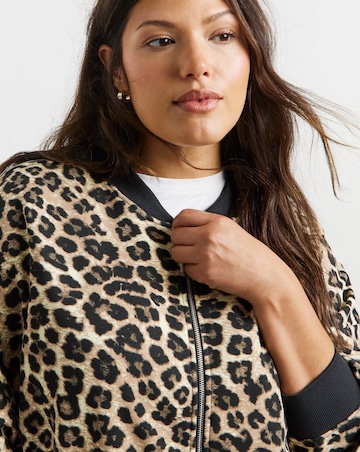 Leopard Print Zip Through Bomber