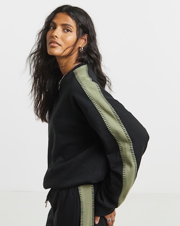 Black & Khaki Whipstitch Sweatshirt