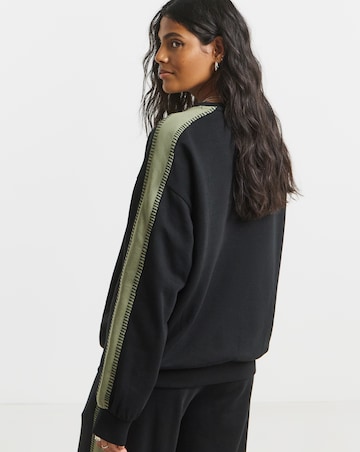 Black & Khaki Whipstitch Sweatshirt