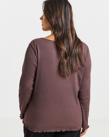 Simply Be Mocha Long Sleeve Button Through Ribbed Cardi