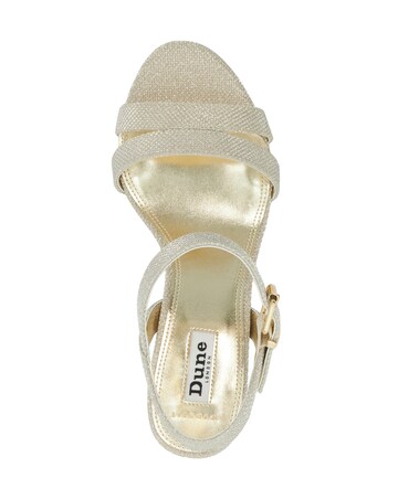 Dune Gold Merisa Block Heel Sandas - Wide Fit (E)