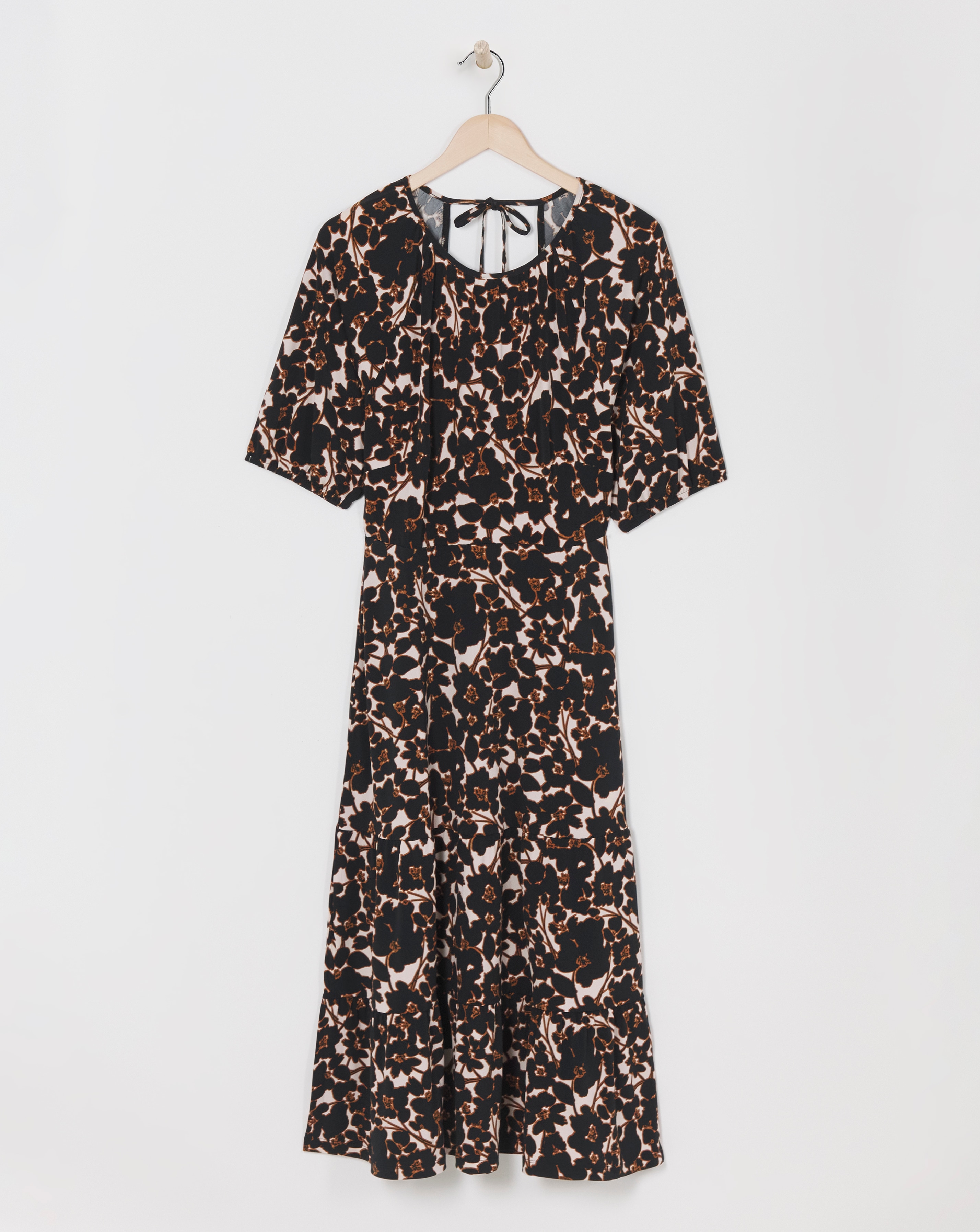 Open Tie Back Midi Jersey Smock Dress