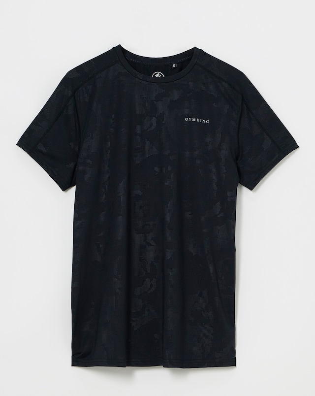Gym King Debossed Camo T-Shirt - Black