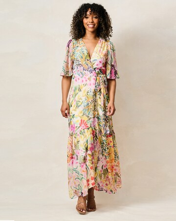Hope & Ivy Julia Flutter Sleeve Maxi Wrap Dress