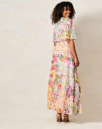 Hope & Ivy Julia Flutter Sleeve Maxi Wrap Dress